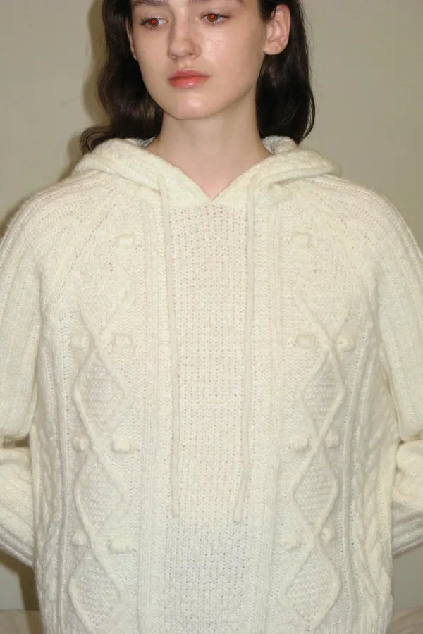 Cable Knit Hood (Ivory)
