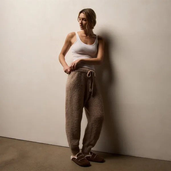 Boucle Blend Jogger Pant - Soft Beige