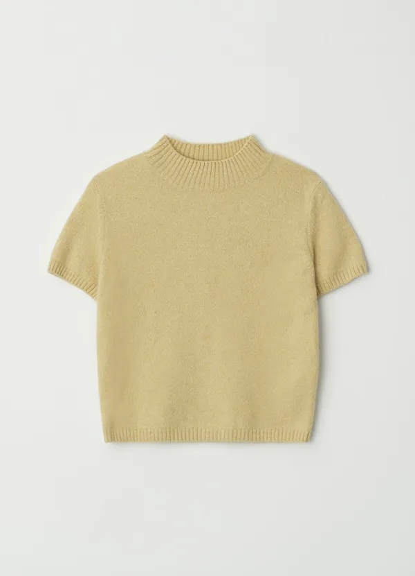 [1차] Mar crop half knit_MUSTARD