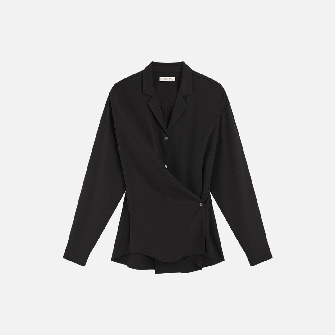 시야쥬 SITP5306 소프트 오픈 카라 랩 셔츠_Black 상품 이미지 2