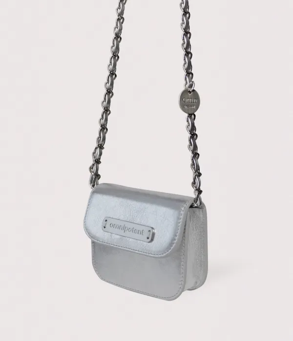 Leather chain ver. pin wallet bag _Silver