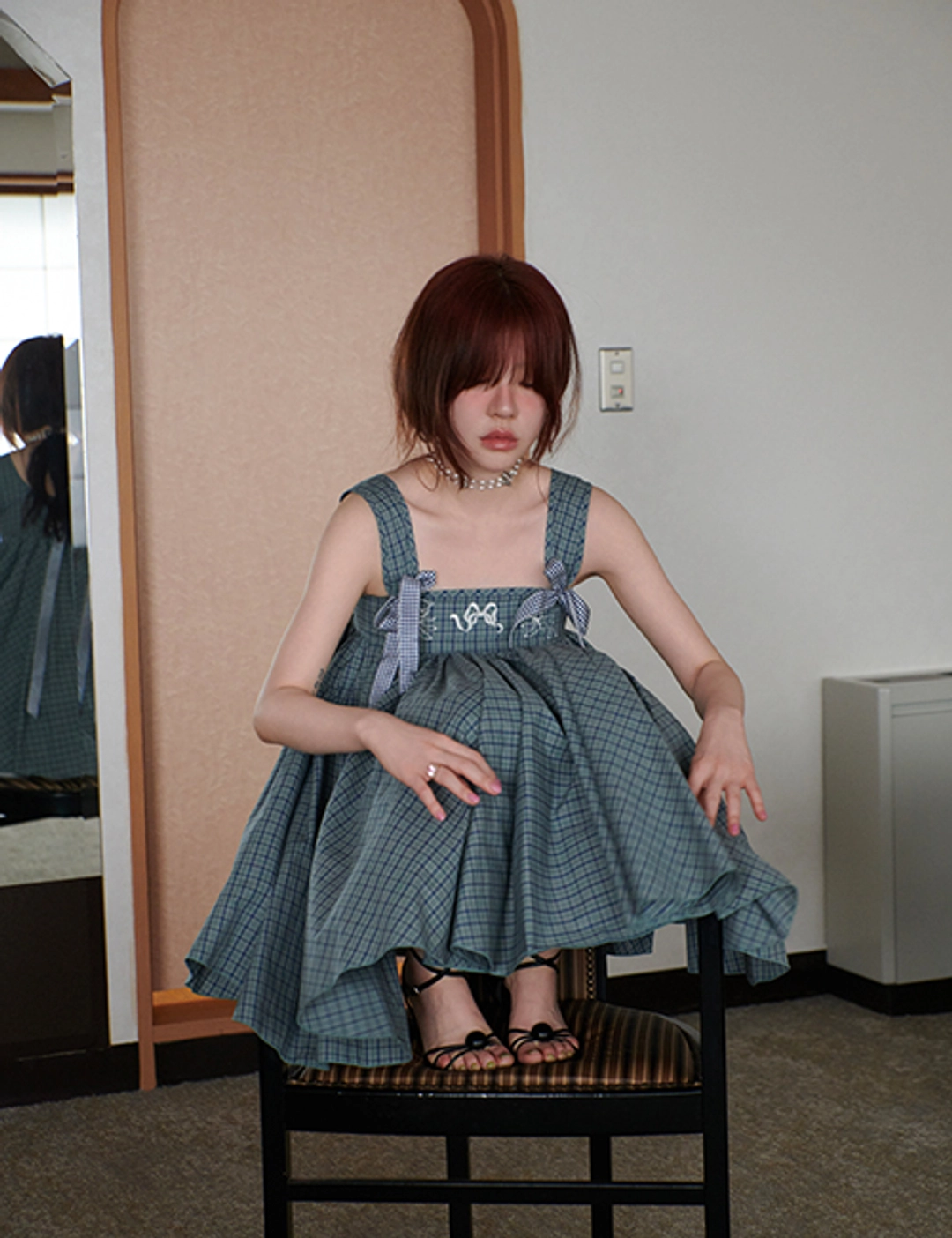 프레클 corset mini dress in check 상품 이미지 2