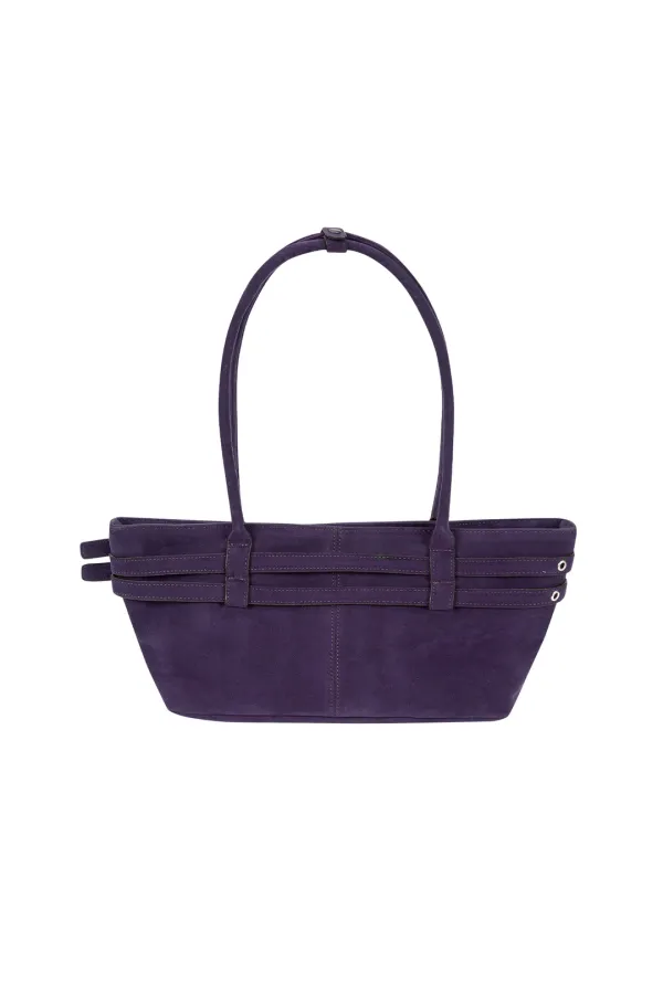 [2차 재입고] 미니 벨티드 보트 백 mini belted boat bag (suede grape)