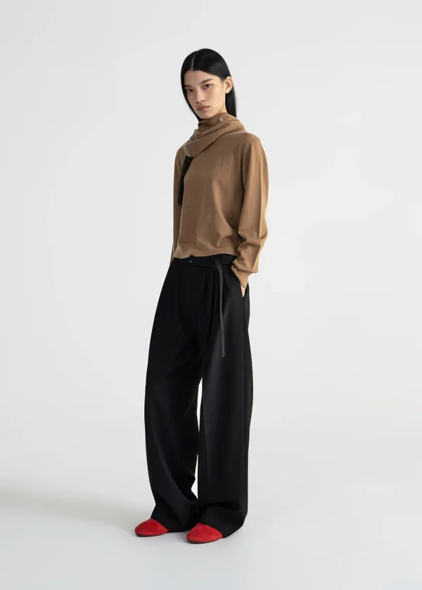 (UNI) SCARF KNIT TOP - BEIGE
