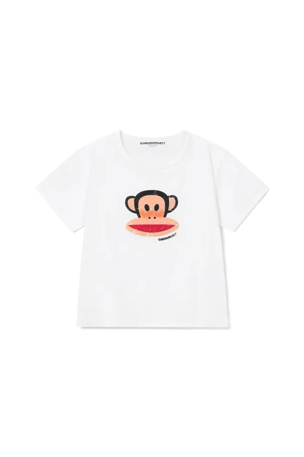 SUNBURN X PAUL FRANK T-SHIRT, WHITE