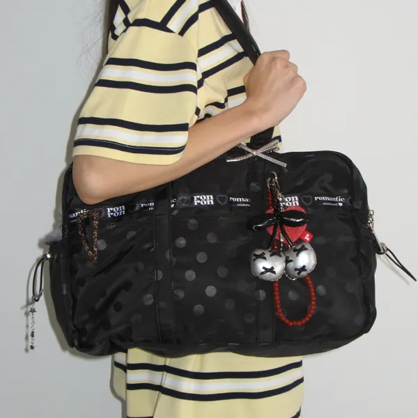 MINIMAL SLOUCHY DUFFLE BAG BLACK DOT