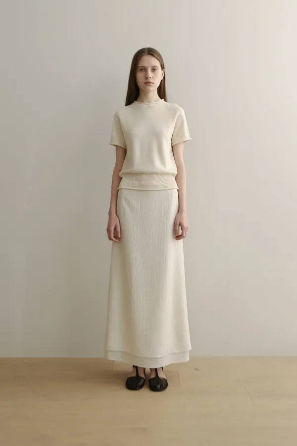 [2nd] Gleam Layerd Skirt (cream)