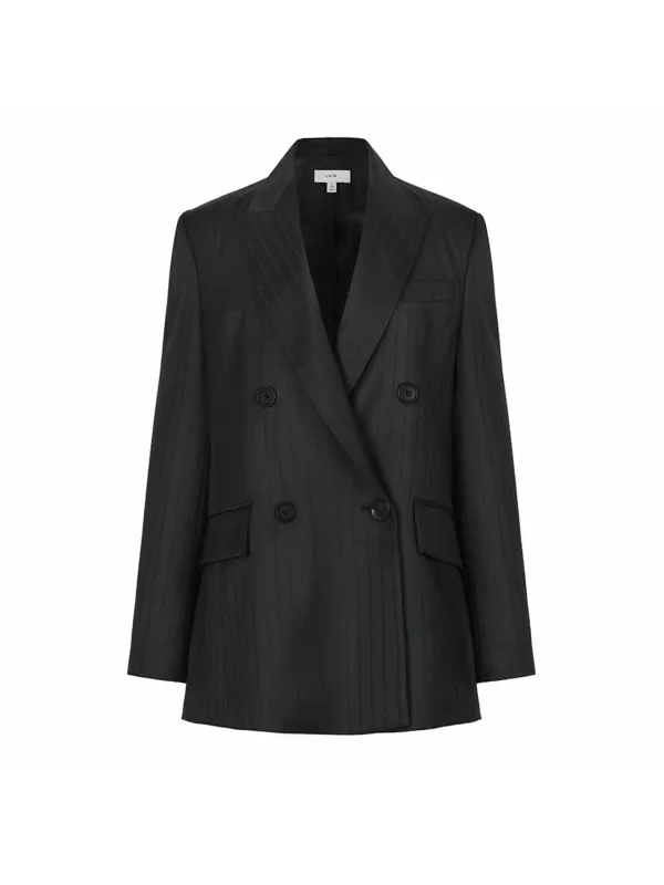 WOOL CLASSIC DOUBLE BREASTED JACKET (BLACK)
