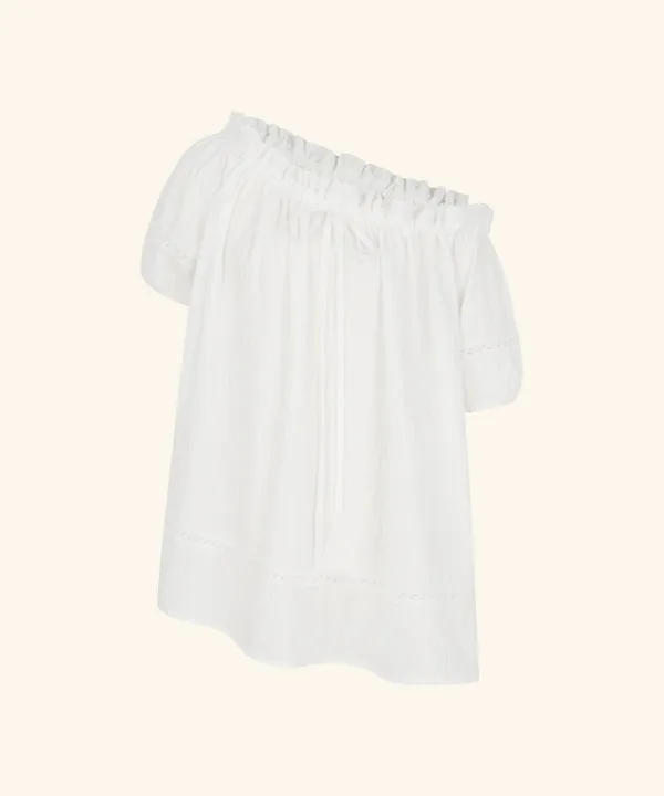 Roe One-Shoulder Lace Blouse (Ivory)