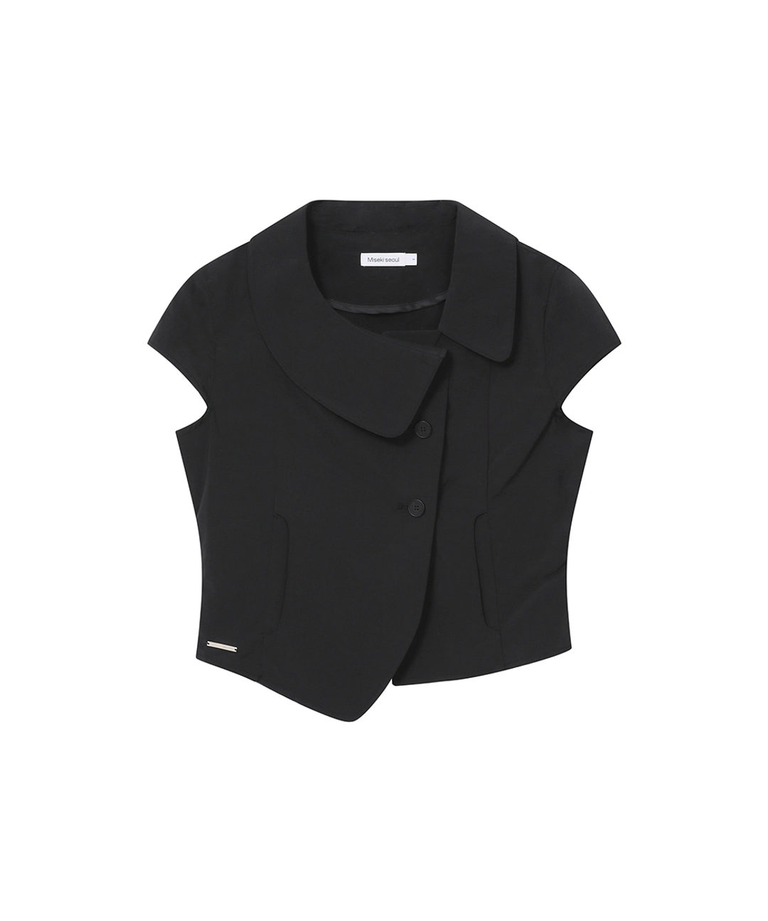 미세키서울 [레이 PICK] Crop round collar jacket BLACK 상품 이미지 1