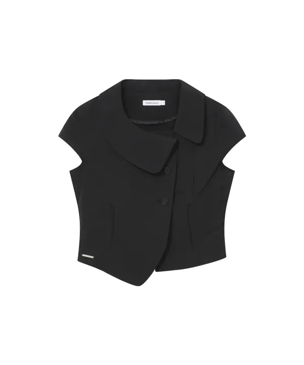 [레이 PICK] Crop round collar jacket BLACK