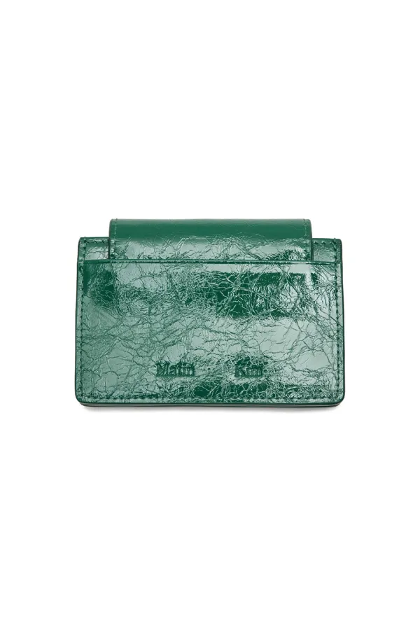GLAZED ACCORDION WALLET IN GREEN