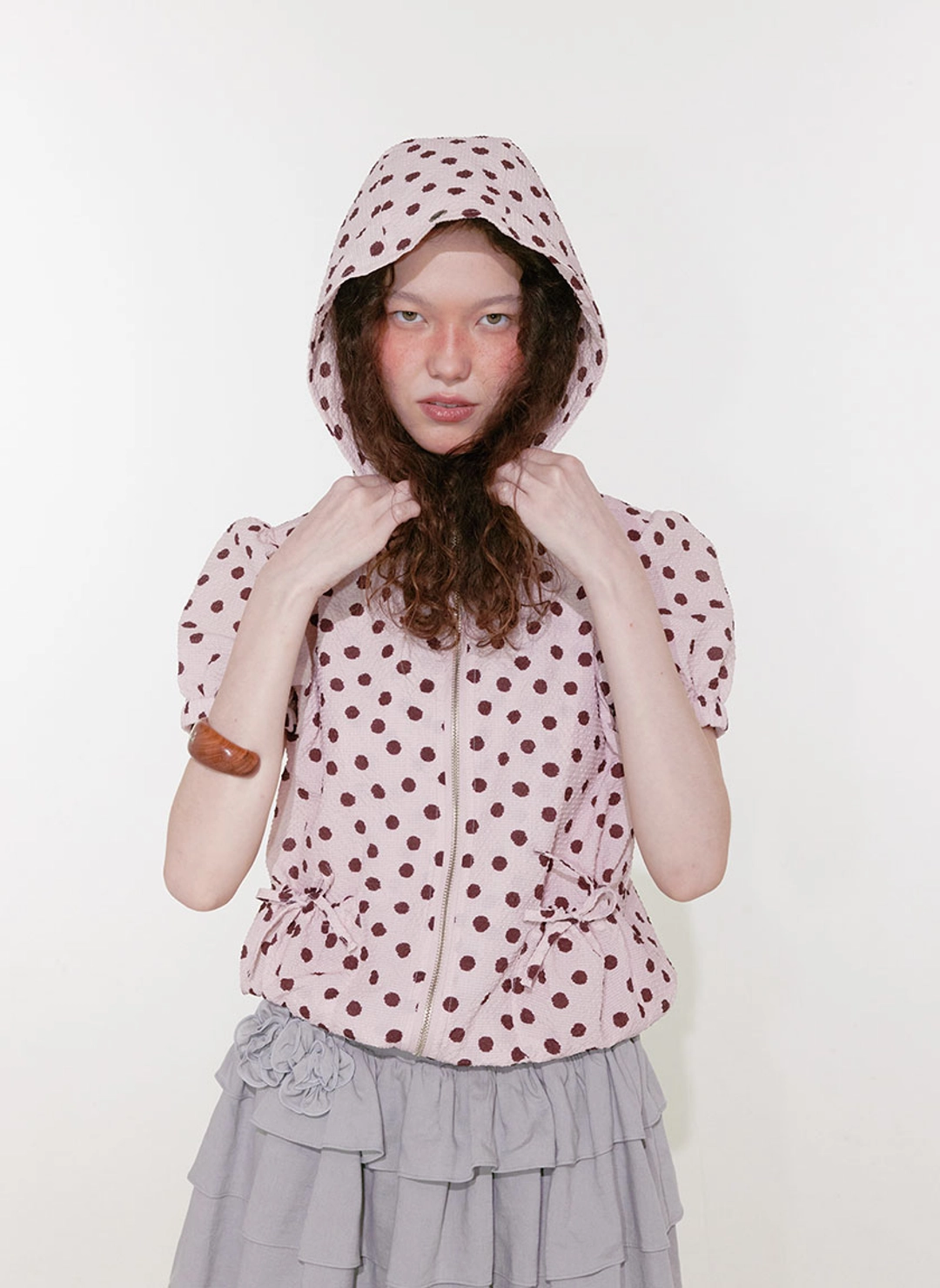 루루서울 Dot Puff Hoodie (Pink) 상품 이미지 2