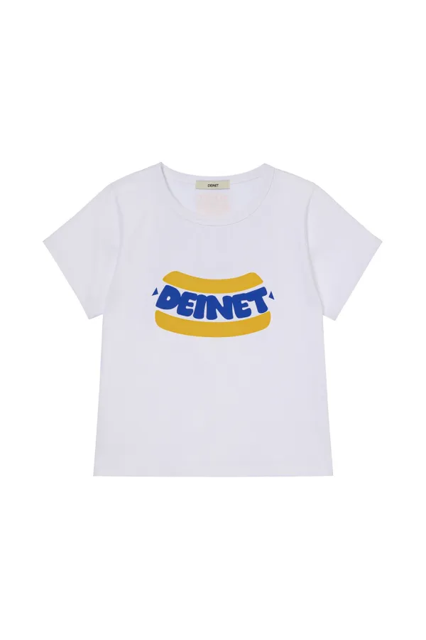 DEINET HOT DOG GRAPHICS T-SHIRTS IN WHITE