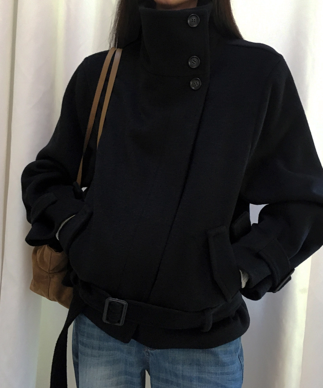비터셀즈 Lovie Wool High Neck Half Coat-Black 상품 이미지 2