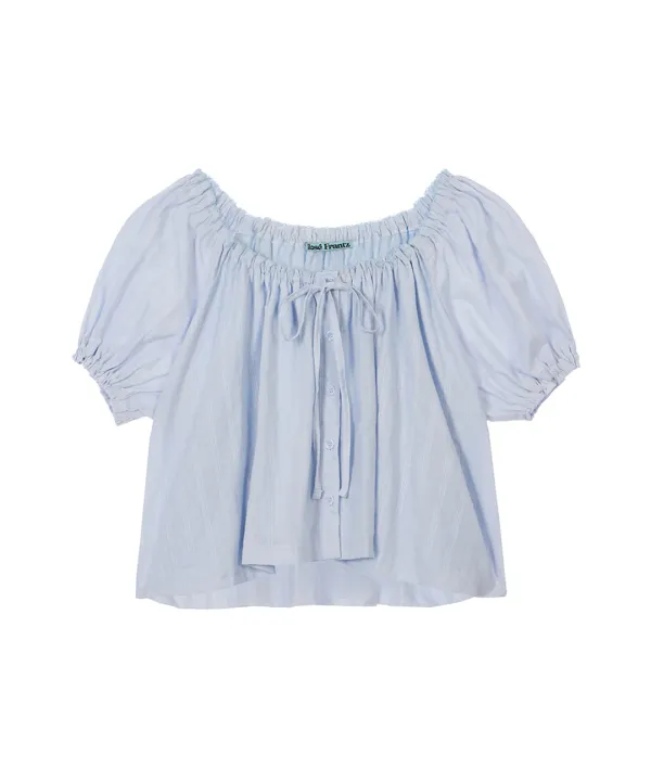 Puff Ribbon Blouse [Sky Blue]