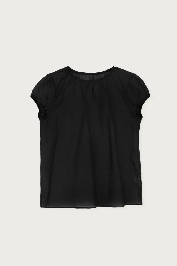 SHEER SHIRRING BLOUSE DARK MOON