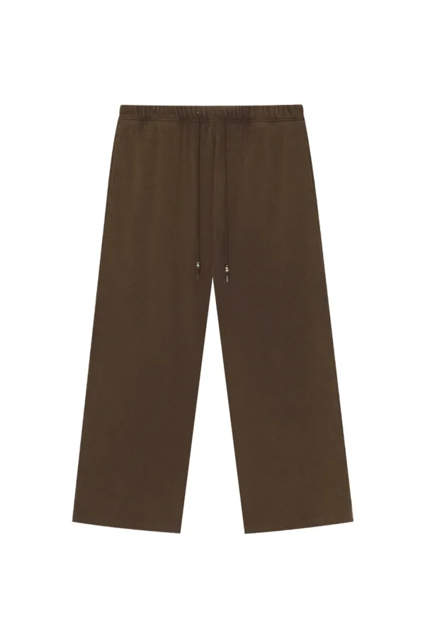 WESTERN BEAD WAFFLE PANTS (WASHED BROWN)