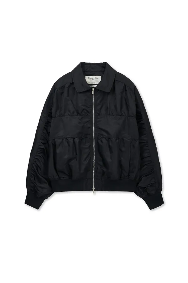 SMALL LOGO SHIRRING JUMPER IN BLACK