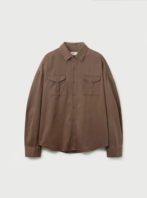 [3RD] VINTAGE WASHED COTTON SHIRT - BROWN