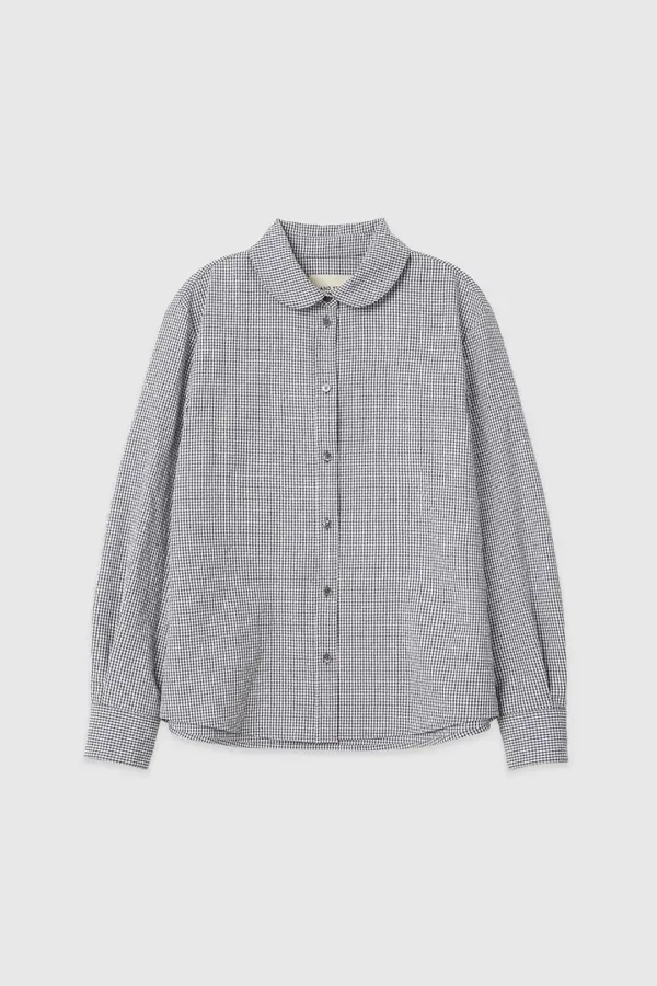 알스 라운드 카라 깅엄 체크 셔츠 (Navy check)