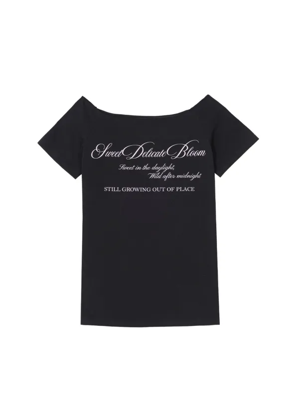RAW-CUT LETTERING OFF-SHOULDER TOP_BLACK
