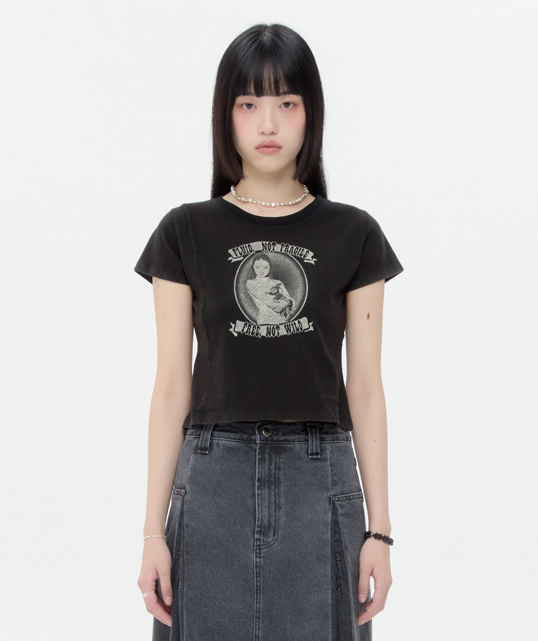 타입서비스 Washed Not Fragile Top [Black] 상품 이미지 1