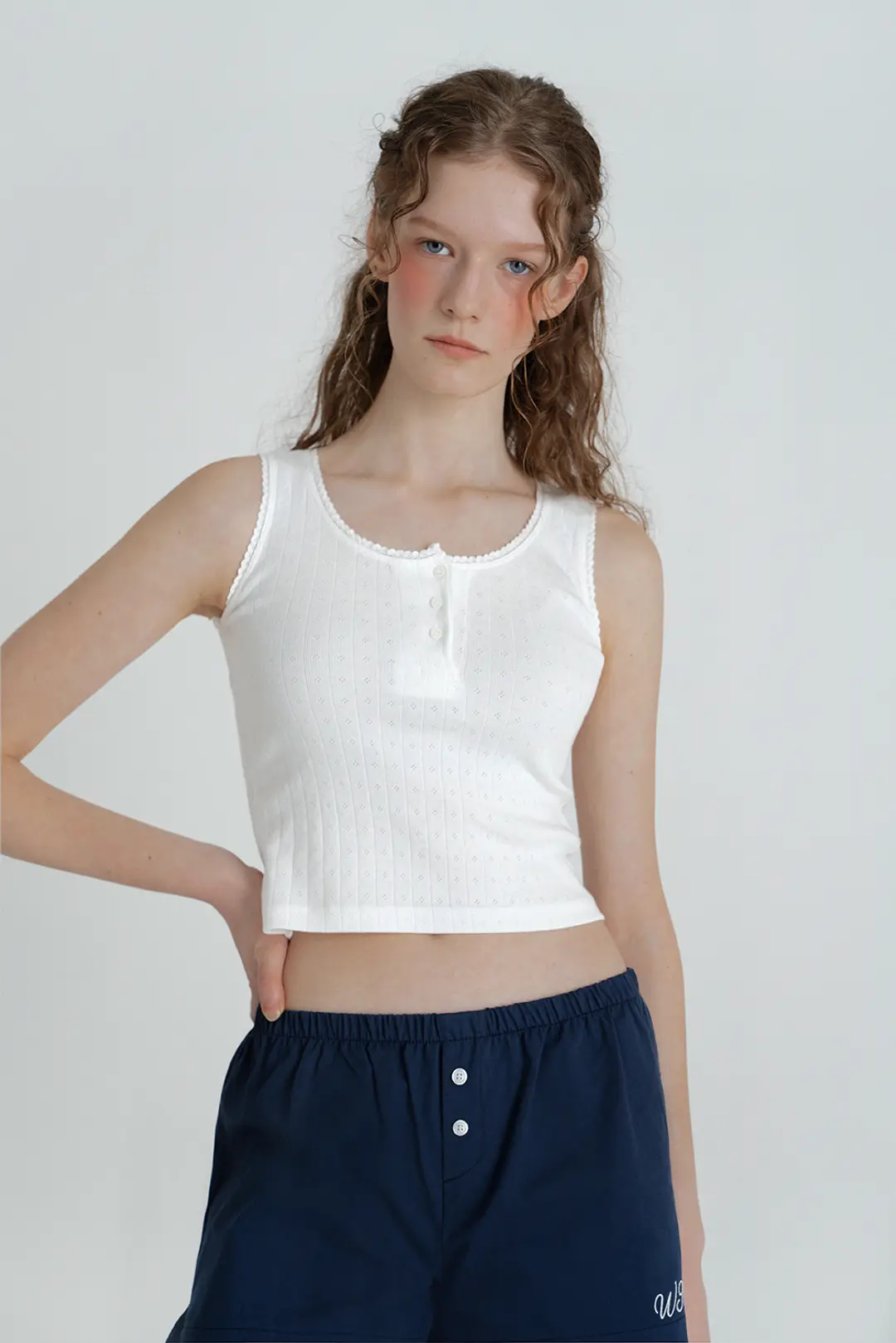 위드아웃썸머 Button sleeveless top_white 상품 이미지 2
