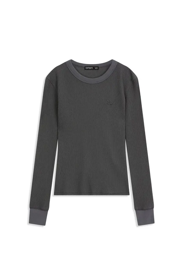 YY WAFFLE TEE, CHARCOAL