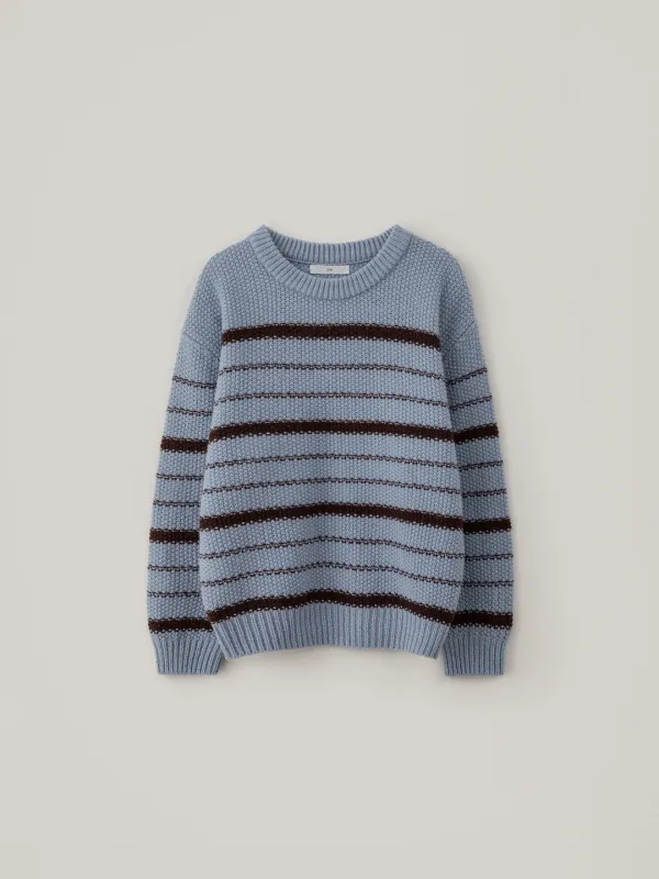Chunky Wool Stripe Knit - Light Blue
