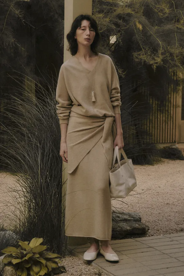 HOPE WOOL KNIT SKIRT_BEIGE