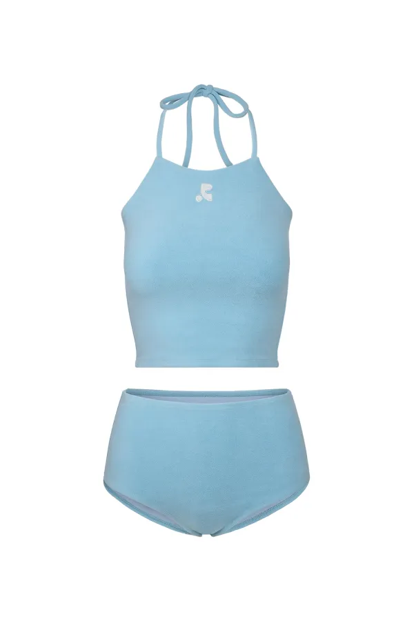 TERRY HALTER NECK BIKINI - SKY BLUE
