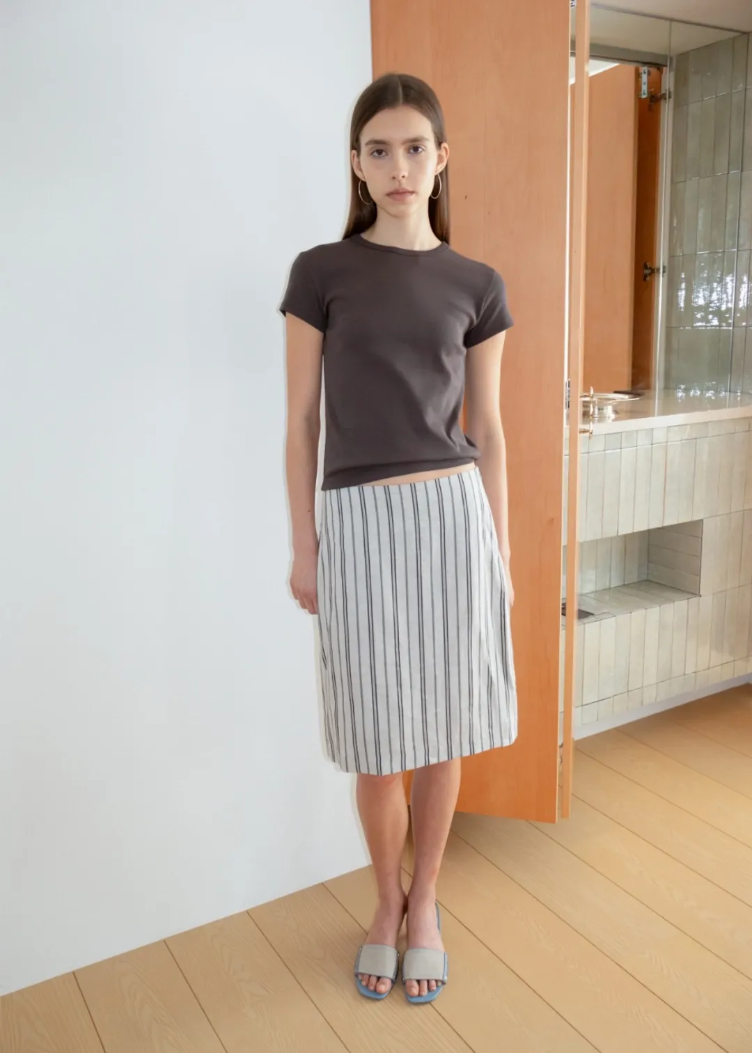 Artto · Striped Linen Midi Skirt 이미지