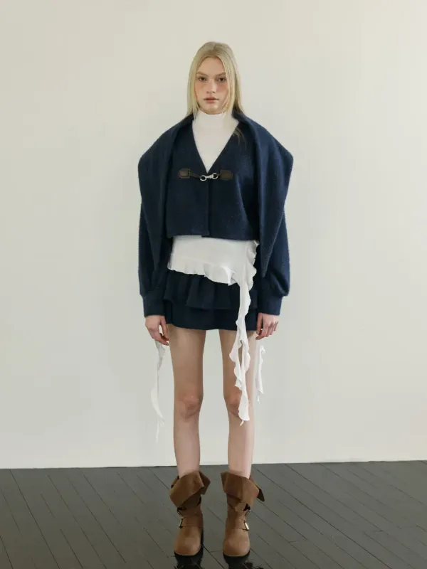 SNOWFLAKE TIERED SKIRT PANTS / NAVY