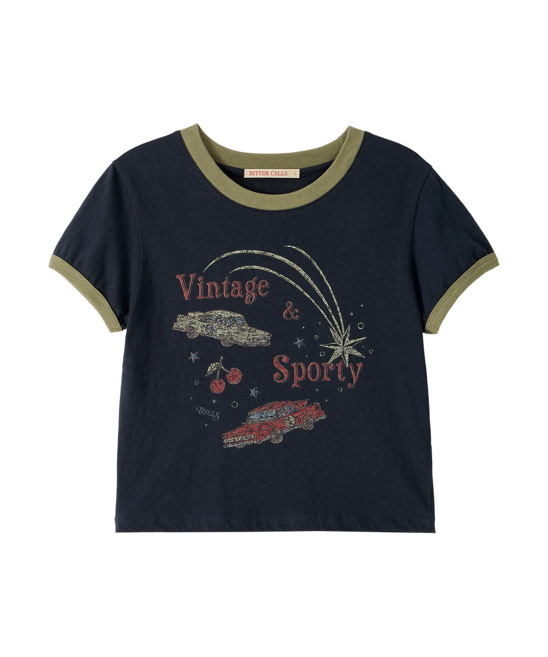 비터셀즈 Vintage Car Ringer Tee-Navy 상품 이미지 1