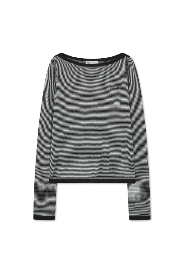 ESSENTIAL BOAT NECK KNIT TOP IN BLACK