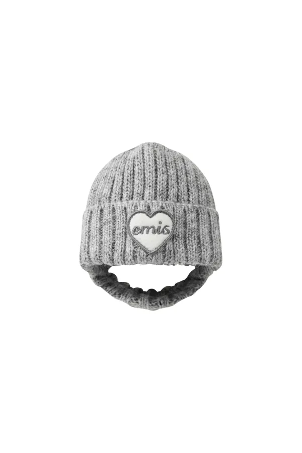 (PET) HEART WAPPEN BEANIE-GRAY