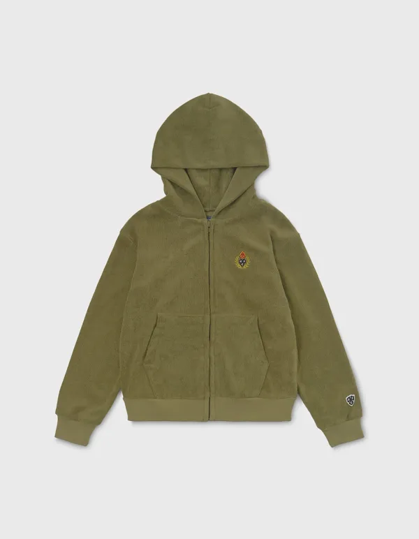CHILDREN TOWEL ZIP-UP HOODIE / Khaki