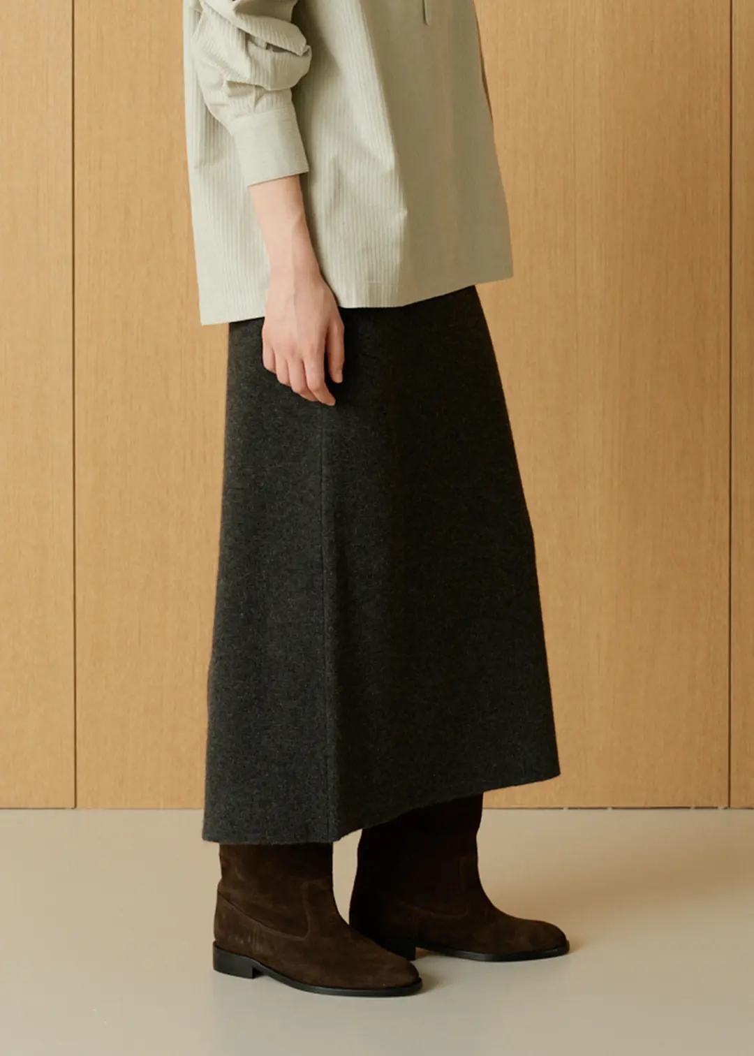 더라이 Knitted Long Skirt(Charcoal) 상품 이미지 2