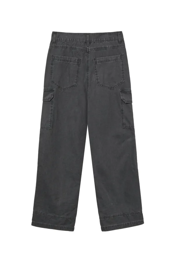 VINTAGE WASHED CARGO PANTS IN CHARCOAL