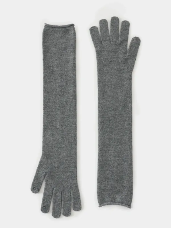 Serene Wool Long Gloves (melange grey)