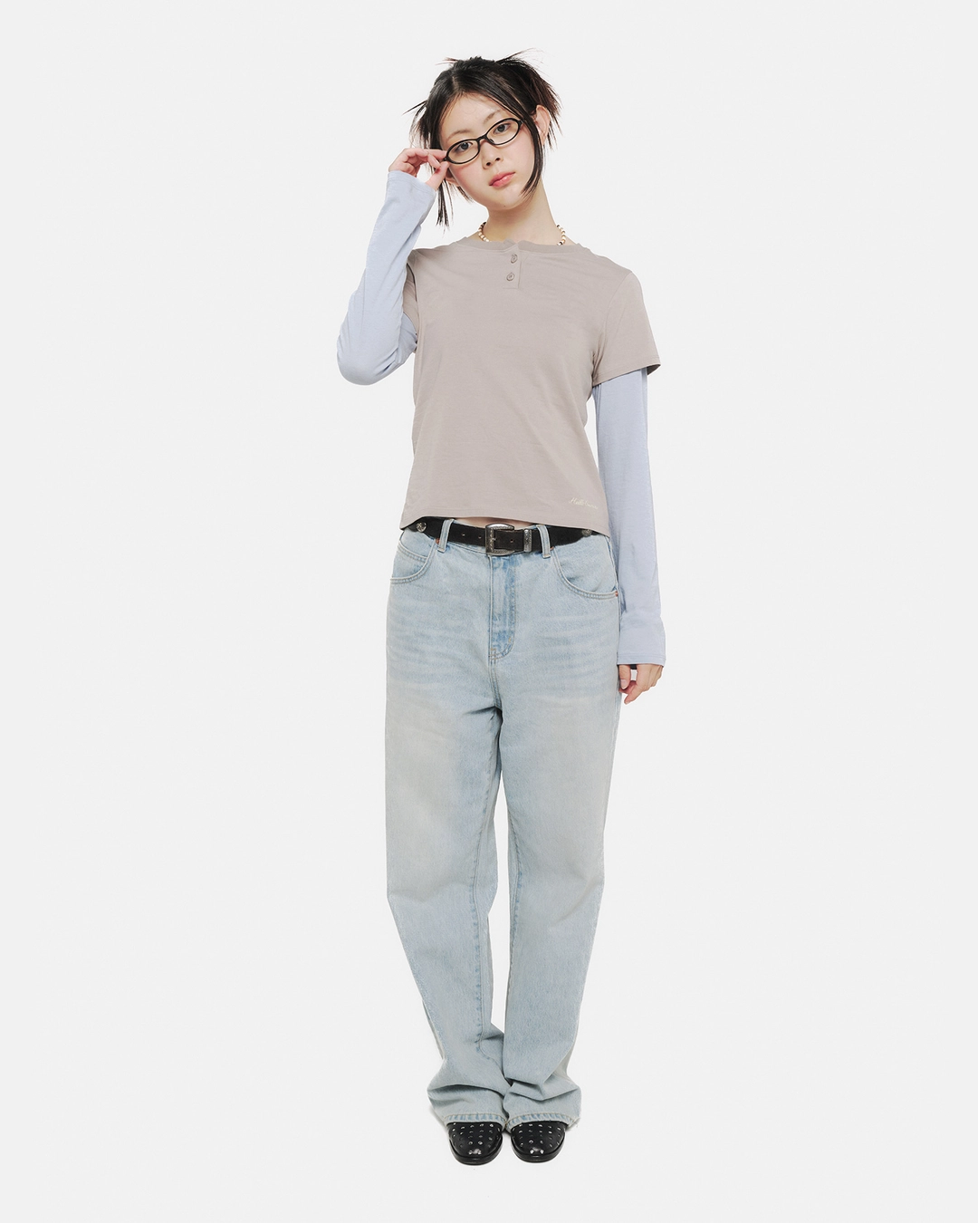 헬로선라이즈 Henley Neck Layered L/S Tee(W)_Beige 상품 이미지 2