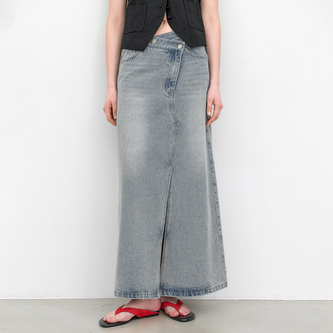 아뜰리에 나인 (SK-5096)UNBALANCED DENIM MAXI SKIRT 상품 이미지 2