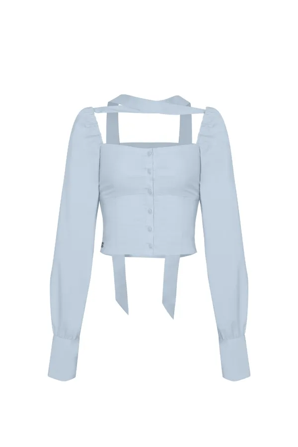 BIANCA SQUARE NECK BLOUSE blue