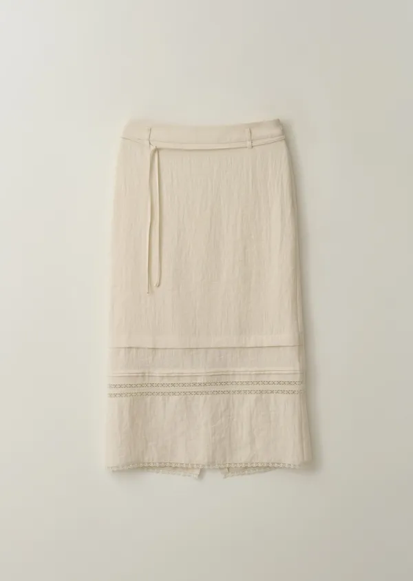 LACE COMBI PENCIL SKIRT (cream ivory)
