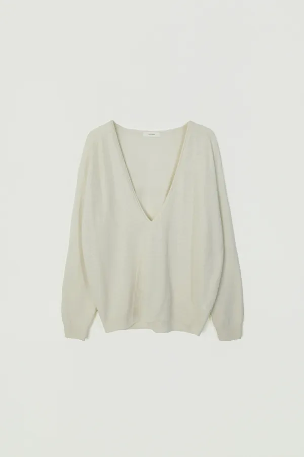 CLIVEN WOOL DEEP V-NECK KNIT_IVORY
