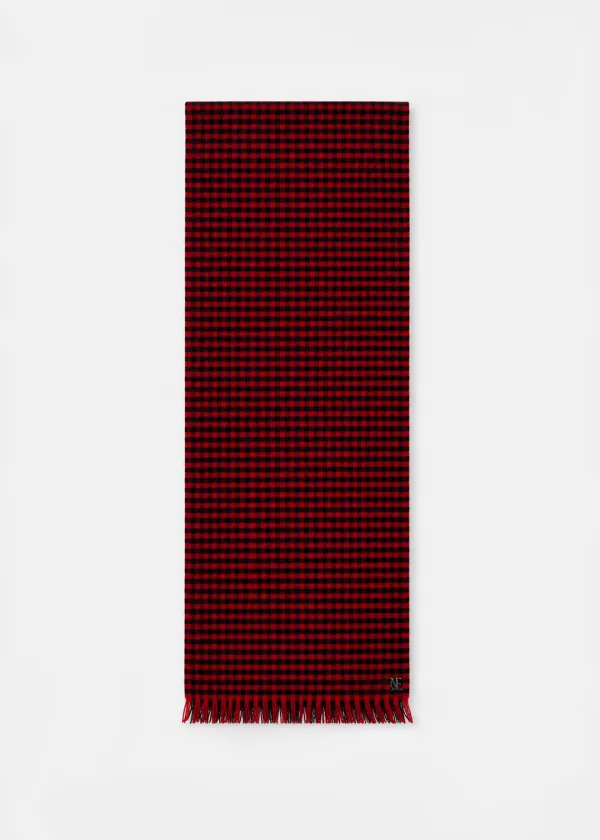 WOOL CHECK MUFFLER - RED
