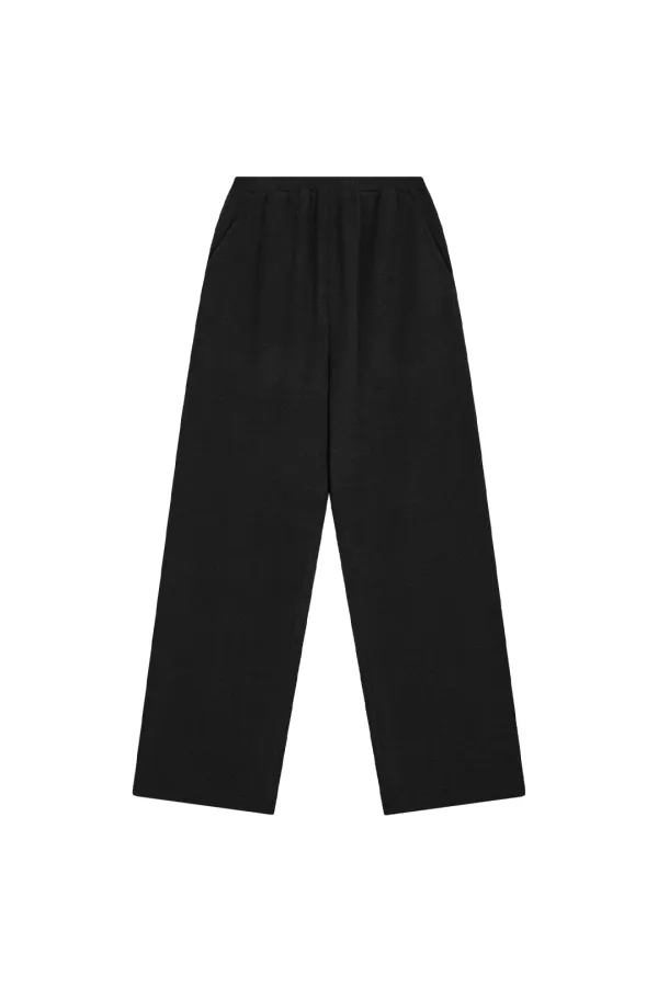 WIDE KNIT PANTS - BLACK