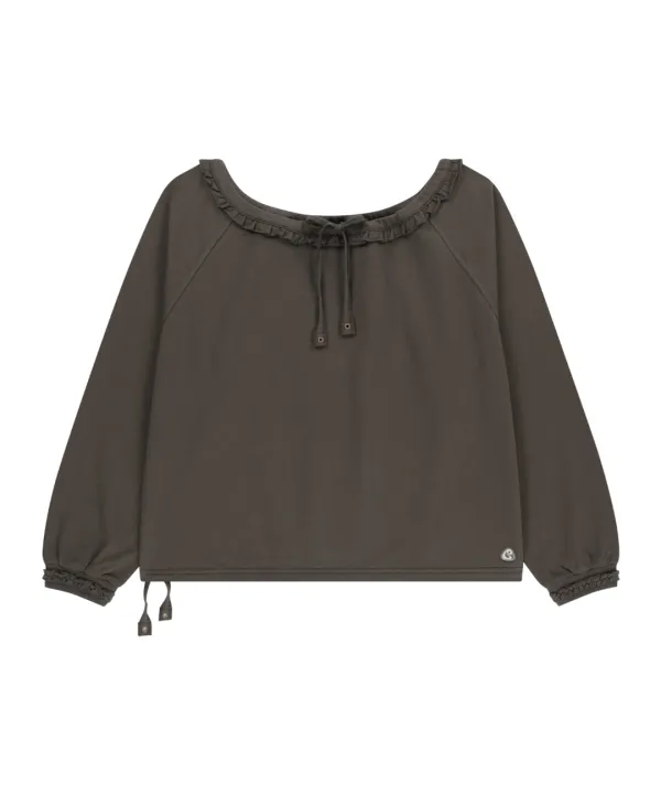 DRAWSTRING LONG SLEEVE CHARCOAL