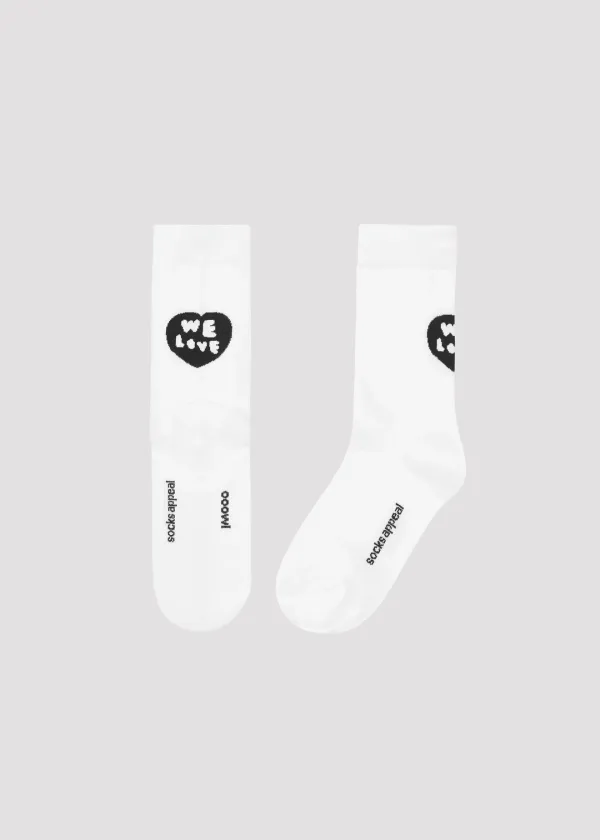 SOCKS FILLED HEART WHITE